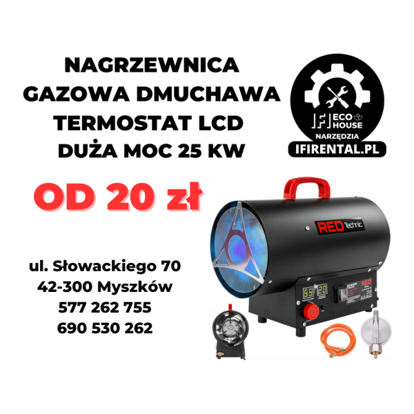 NAGRZEWNICA GAZOWA DMUCHAWA TERMOSTAT LCD DUŻA MOC 25 KW